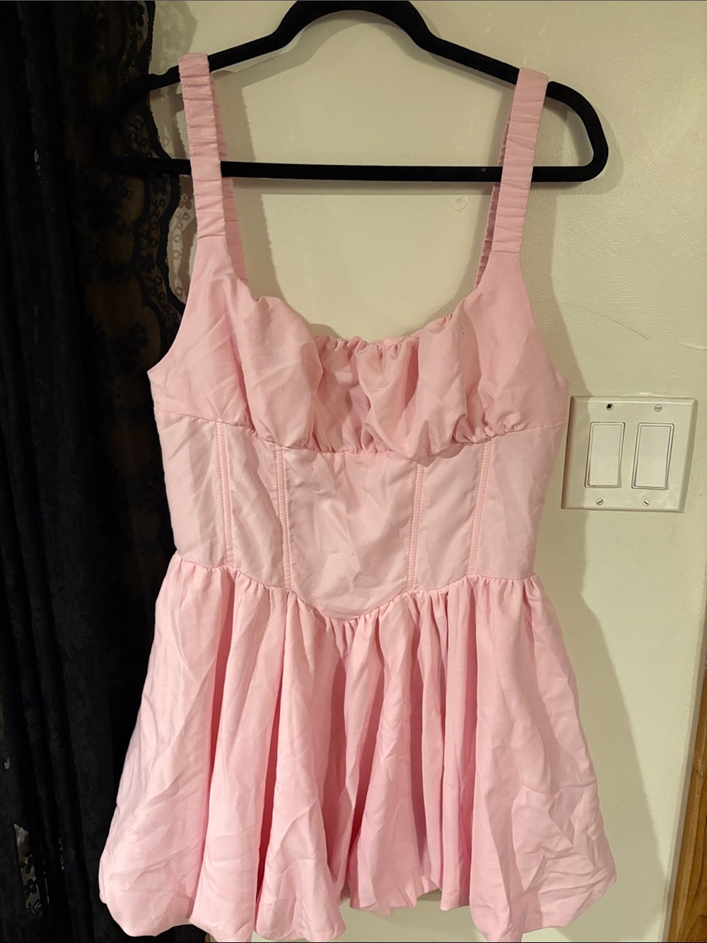Pink Fit-and-Flare Bubble Hem Dress